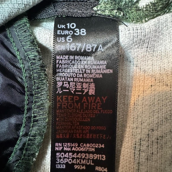 Topshop Tropical Leaf Print Romper Shorts Sz 6 Green Tan O-Ring Back  Festival - Picture 7 of 8